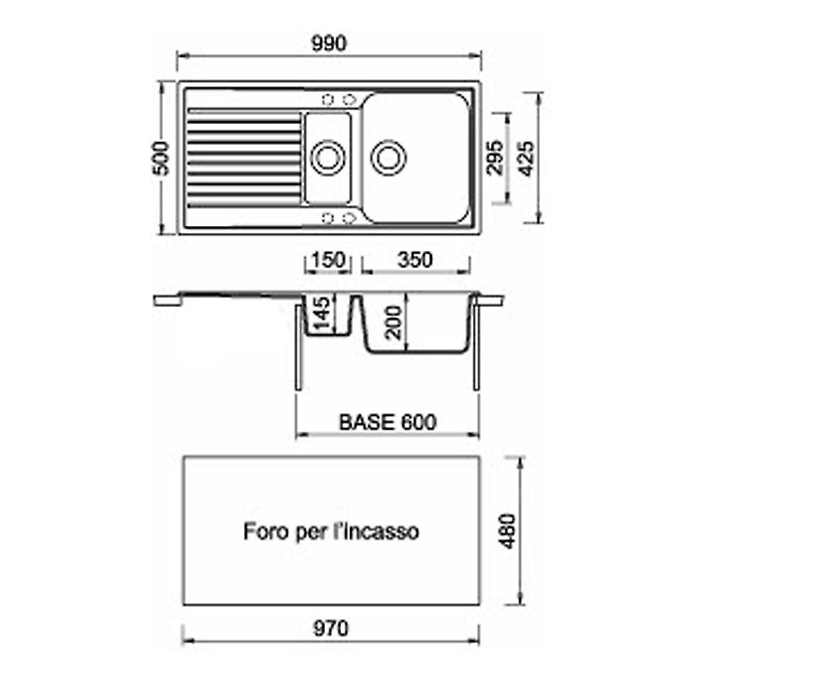 Кухонная мойка  FUTURA PL0991 PL0991-71:Чертеж 