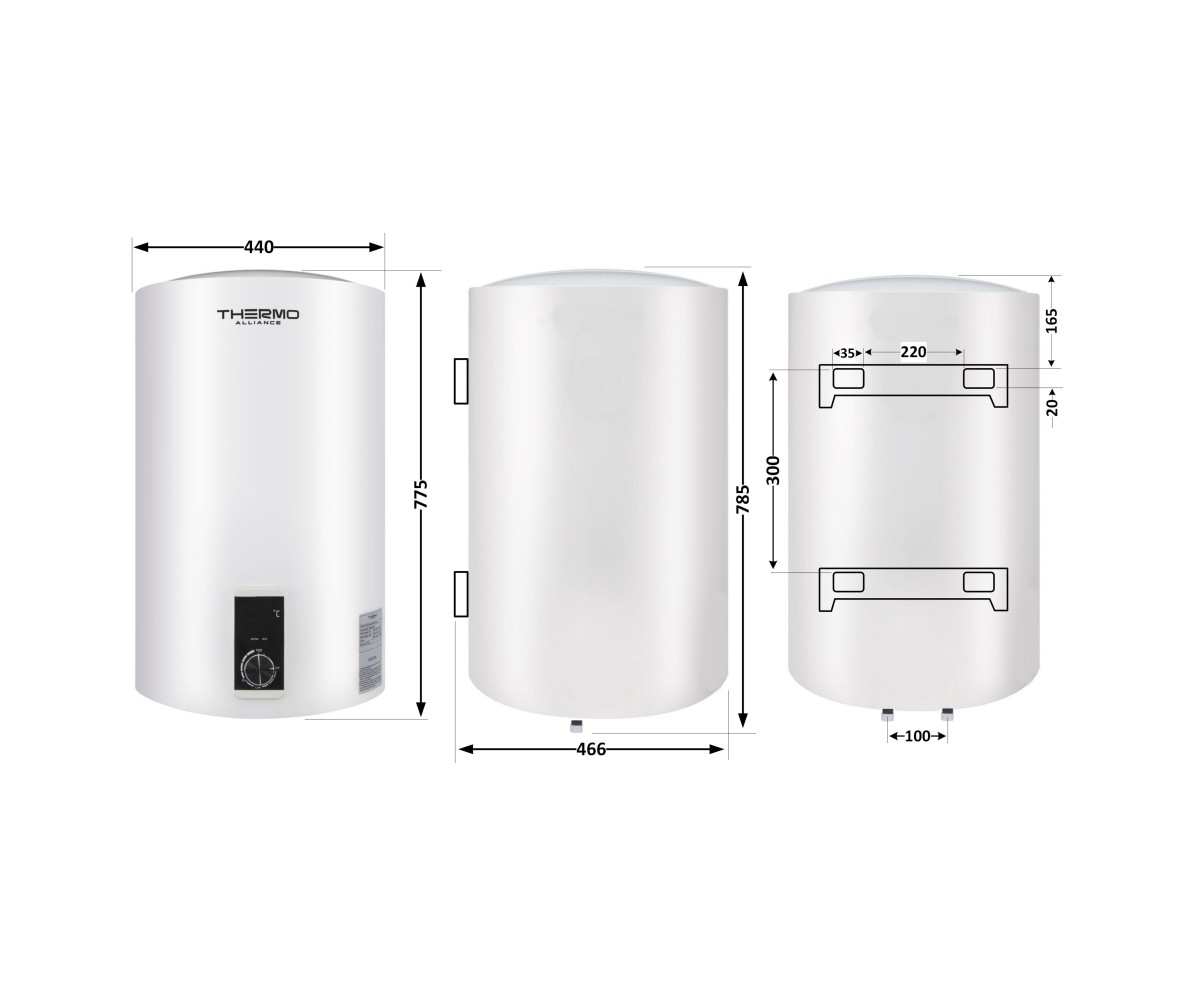 Водонагреватель электрический Thermo Alliance 80 л вертикальный, сухой тэн 2,0 квт D80V20J3(D)K  D80V20J3DK:Чертеж 