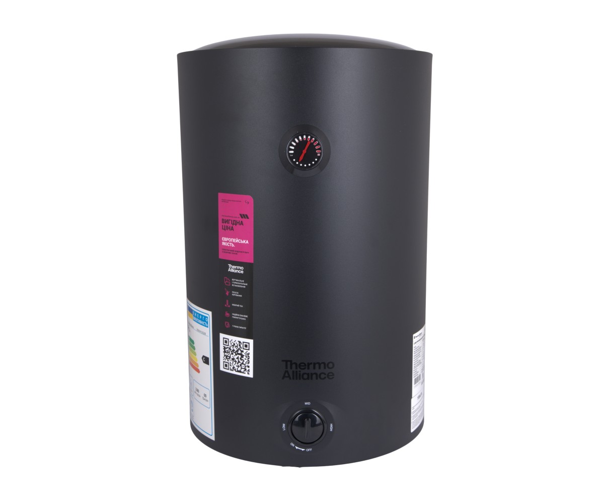 Водонагрівач електричний Thermo Alliance 80 л Black універсальний, мокрий ТЕН 1,5 кВт D80VH15Q3В THERMO ALLIANCE  D80VH15Q3B D80VH15Q3B