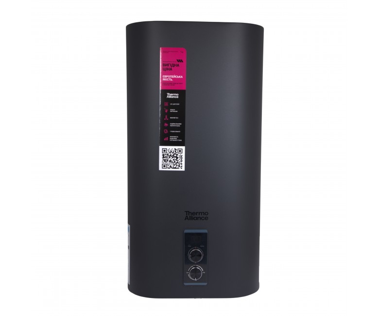 Водонагреватель электрический Thermo Alliance 80 л Black,плоский вертикальный, мокрый тэн 2 квт (0,8+1,2) DT80V20G(PD)/2в THERMO ALLIANCE  DT80V20G(PD DT80V20G(PD)/2B