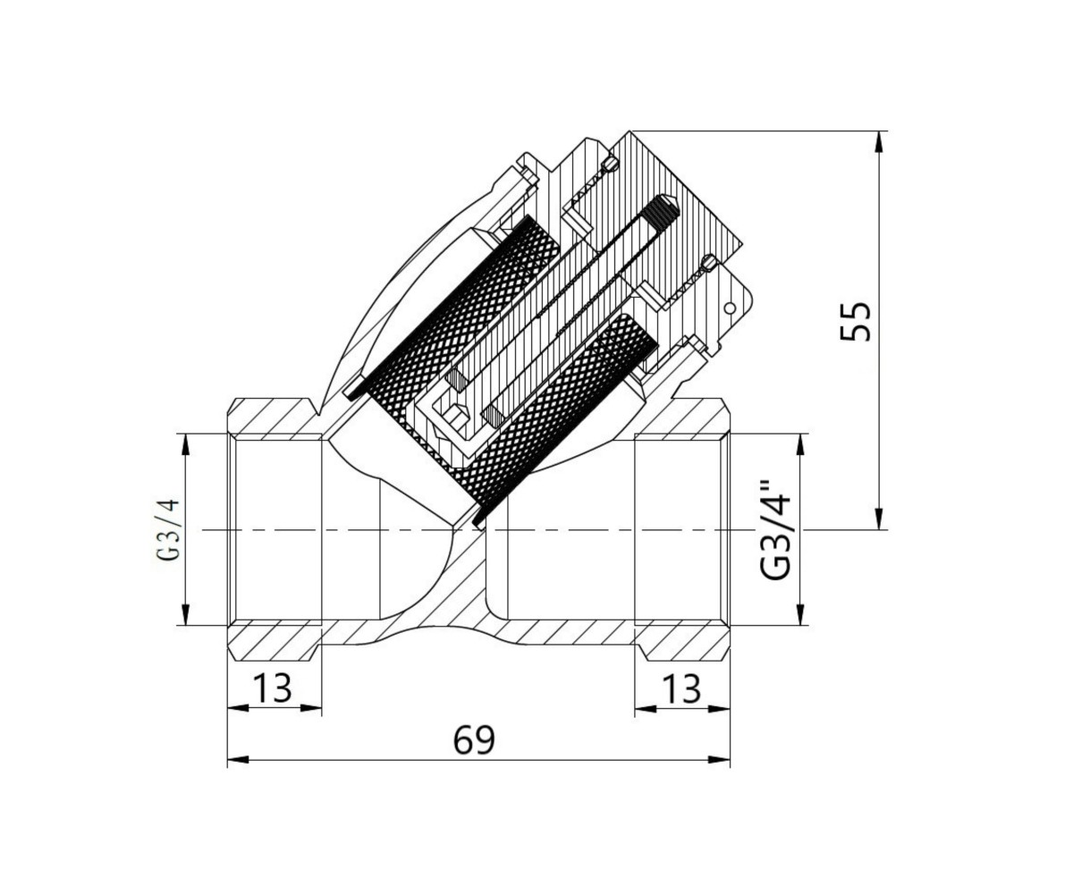 Фильтр грубой очистки Thermo Alliance Forte для воды 3/4вв косой с магнитом TAF126MW20  TAF126MW20:Чертеж 