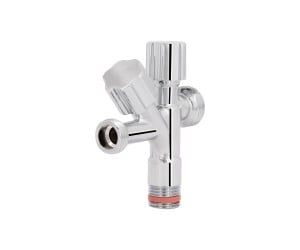Кран угловой Thermo Alliance Forte двойной вентельный 1/2н х 1/2н х 3/4н, хром TAF187W151520 THERMO ALLIANCE  TAF187W151520