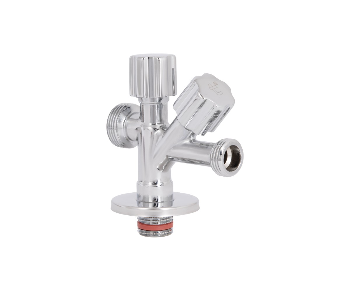 Кран угловой Thermo Alliance Forte двойной вентельный 1/2"н х 1/2"н х 3/4"н, хром TAF187W151520  TAF187W151520:Фото 3