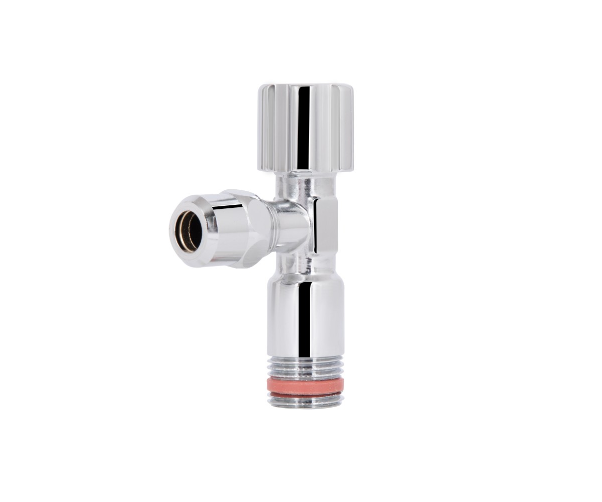 Кран кутовий Thermo Alliance Forte 1/2Зх3/8З з перехідником M10, хром TAF341W159 THERMO ALLIANCE  TAF341W159 TAF341W159