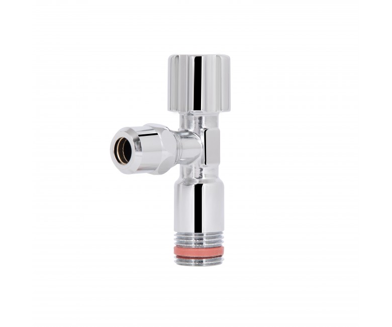 Кран кутовий Thermo Alliance Forte 1/2Зх3/8З з перехідником M10, хром TAF341W159 THERMO ALLIANCE  TAF341W159 TAF341W159