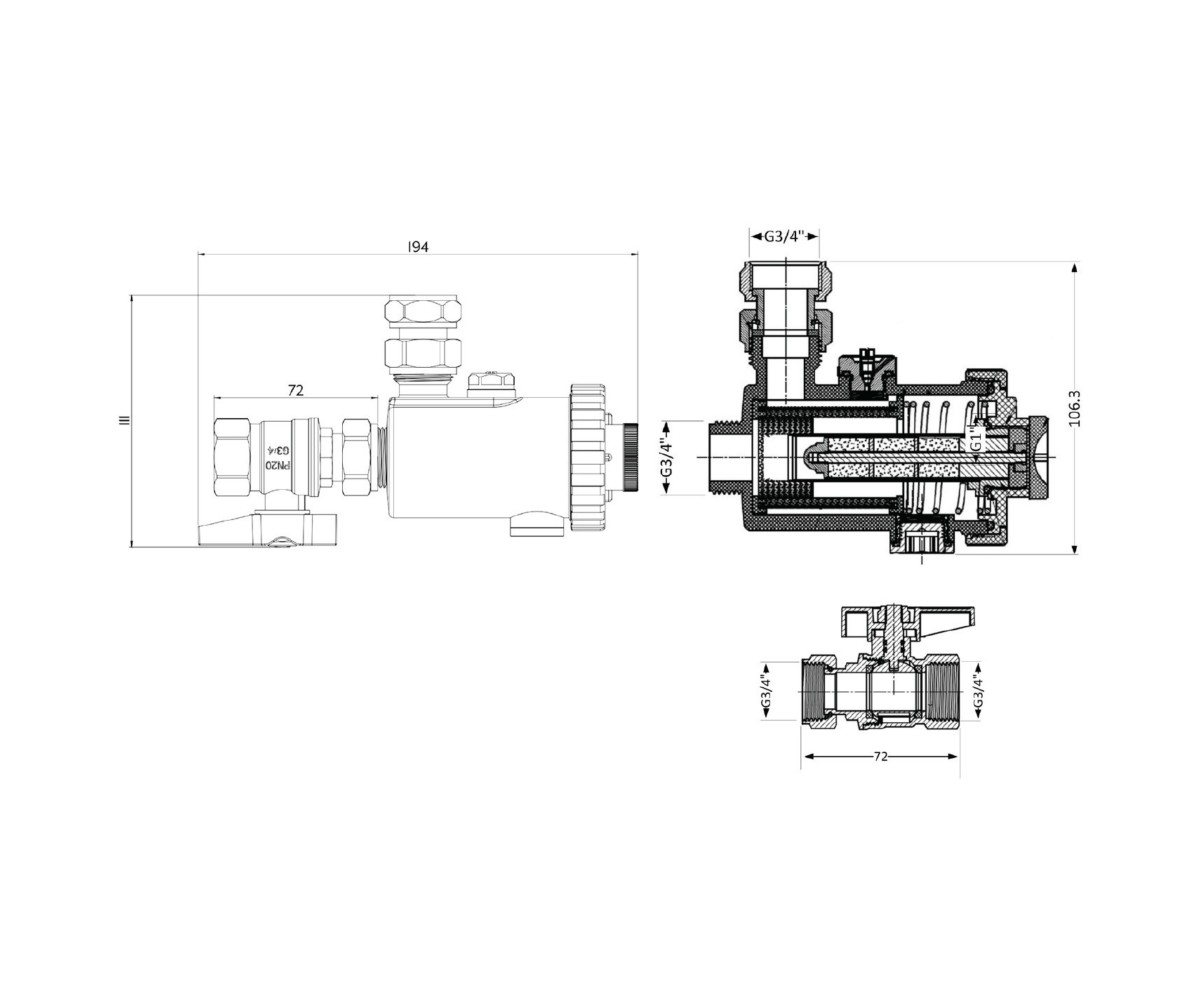 Фильтр-дешламатор Thermo Alliance Forte 3/4, угловой (магнитный шламоуловитель) TAF420G20  TAF420G20:Чертеж 