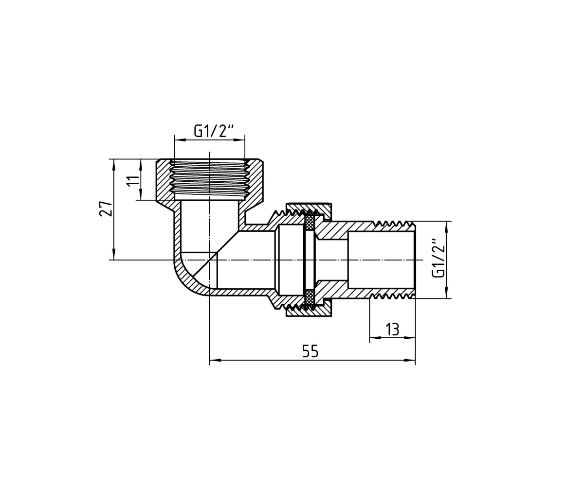 Сгон-американка Thermo Alliance Forte угловой под плоскую прокладку 1/2"вн никель TAFG191W15  TAFG191W15:Фото 4