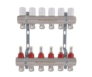 Коллектор латунный с расходомерами и евроконусами Thermo Alliance Standart 1 на 6 выходов TAS235W6E THERMO ALLIANCE  TAS235W6E