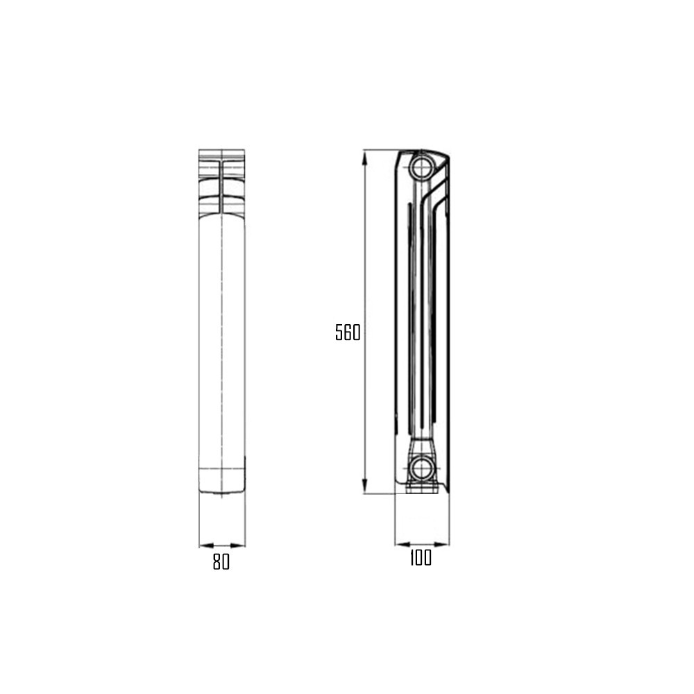 Радиатор биметаллический Thermo Alliance Bi-Vulcan 500/100 1,76 кг  V500100B:Чертеж 