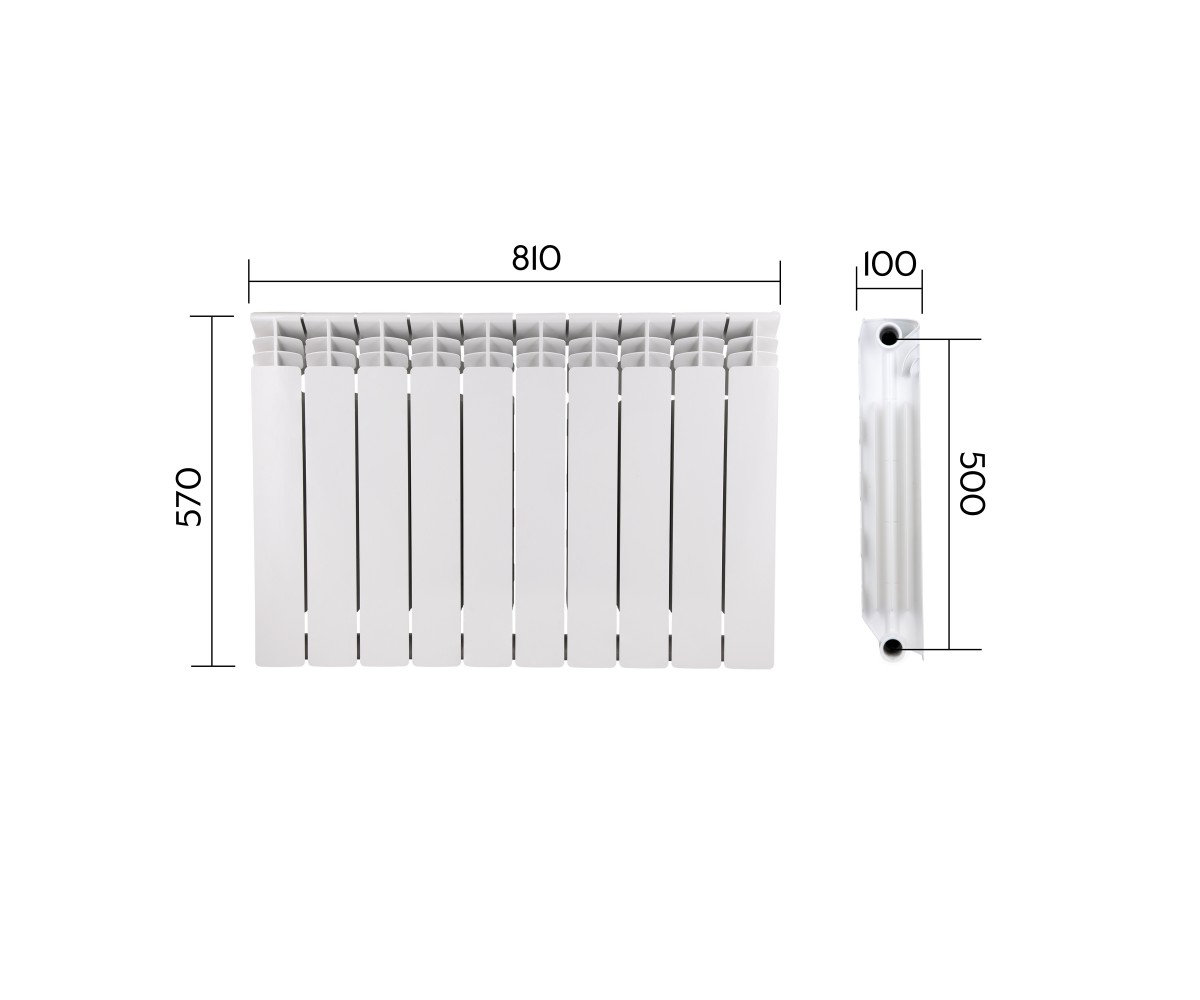 Радиатор биметаллический Thermo Alliance Bi-Vulcan PLUS 500/100 1,8 кг  V500100BPLUS:Чертеж 