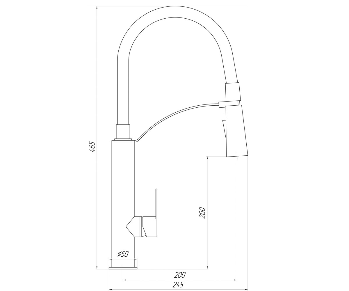 Смеситель с гибким изливом  BARTS 8817-H18:Чертеж 