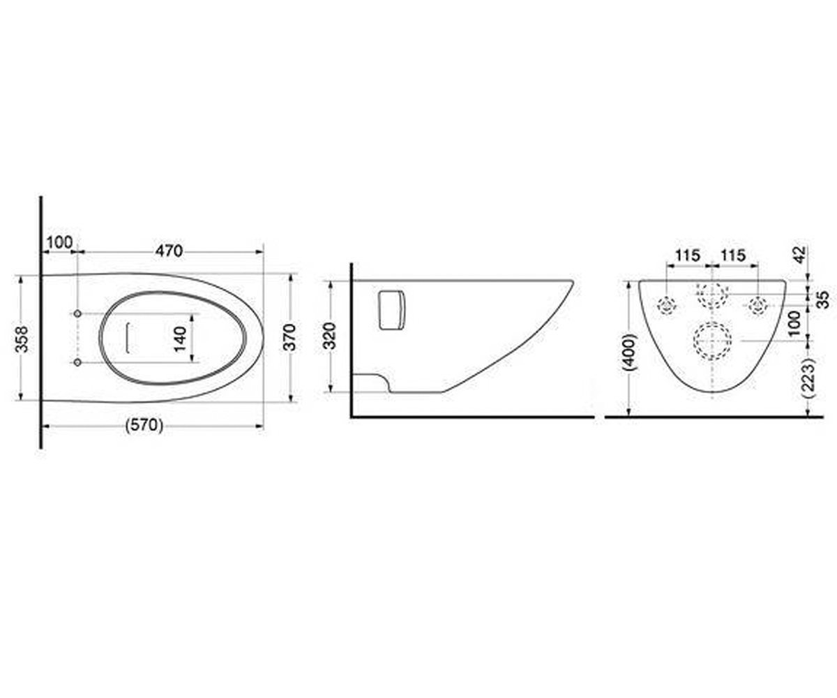 Подвесной унитаз  NEOREST CW560BXW:Чертеж 