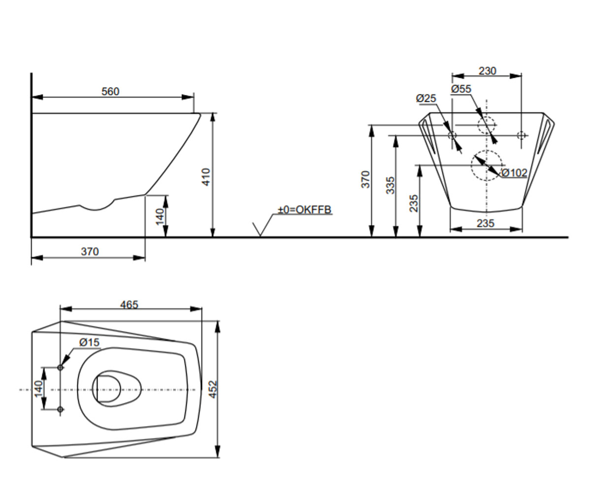 Подвесной унитаз  JEWELHEX CW682EXW:Чертеж 