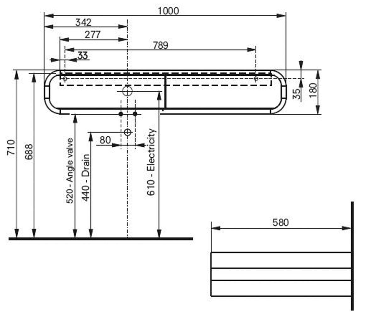 Тумба с двумя ящиками  NC/R FU10016A-LW:Чертеж 