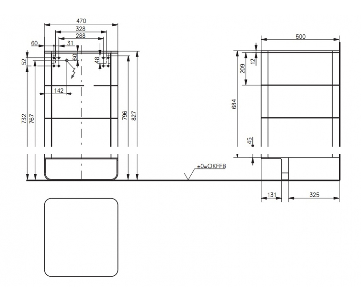 Тумба напольная  SQUARE GEOMETRY FU10729L-VT:Чертеж 