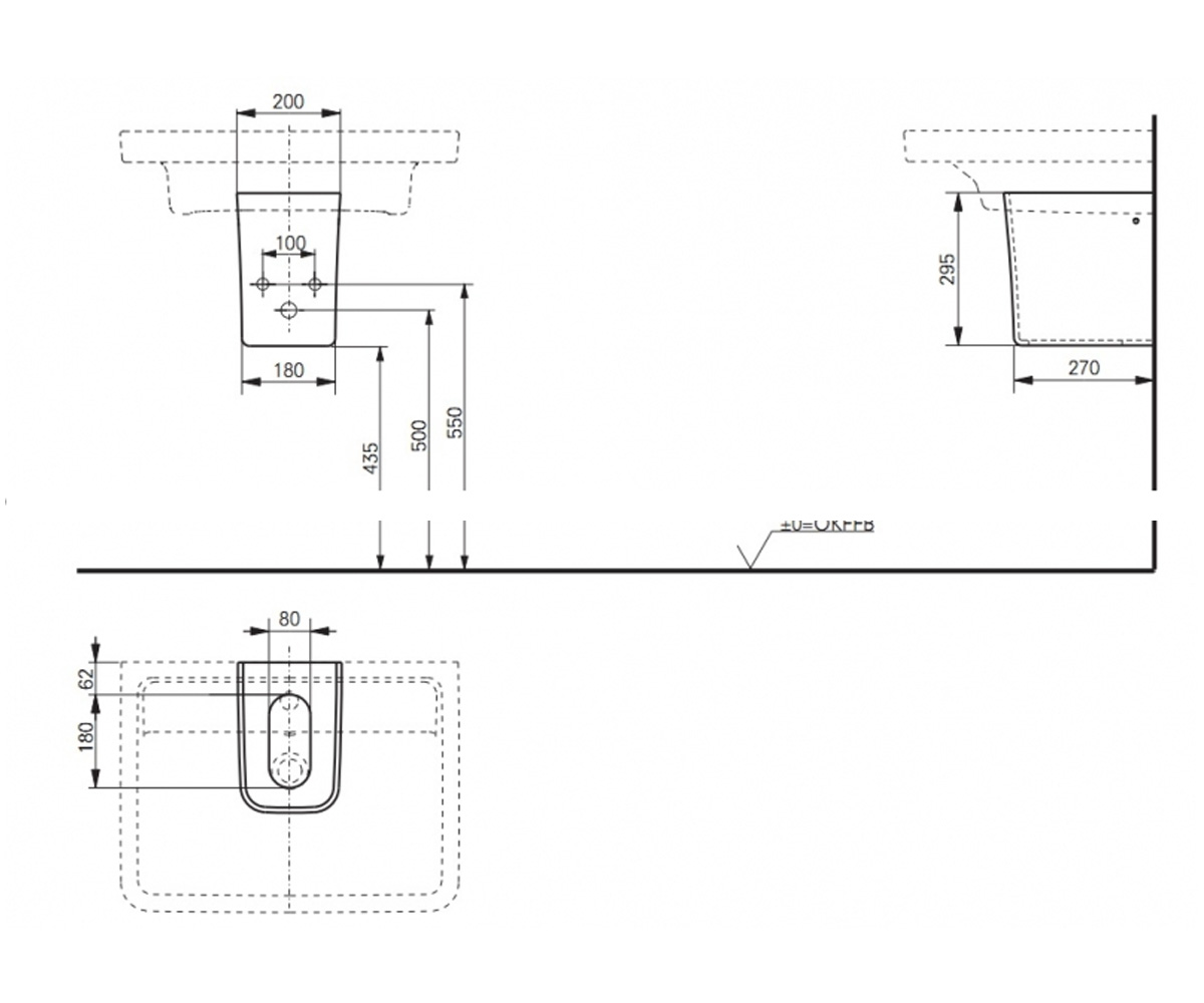 Полупьедестал для умывальника  CLEAN FUTURE LW136HFY:Чертеж 