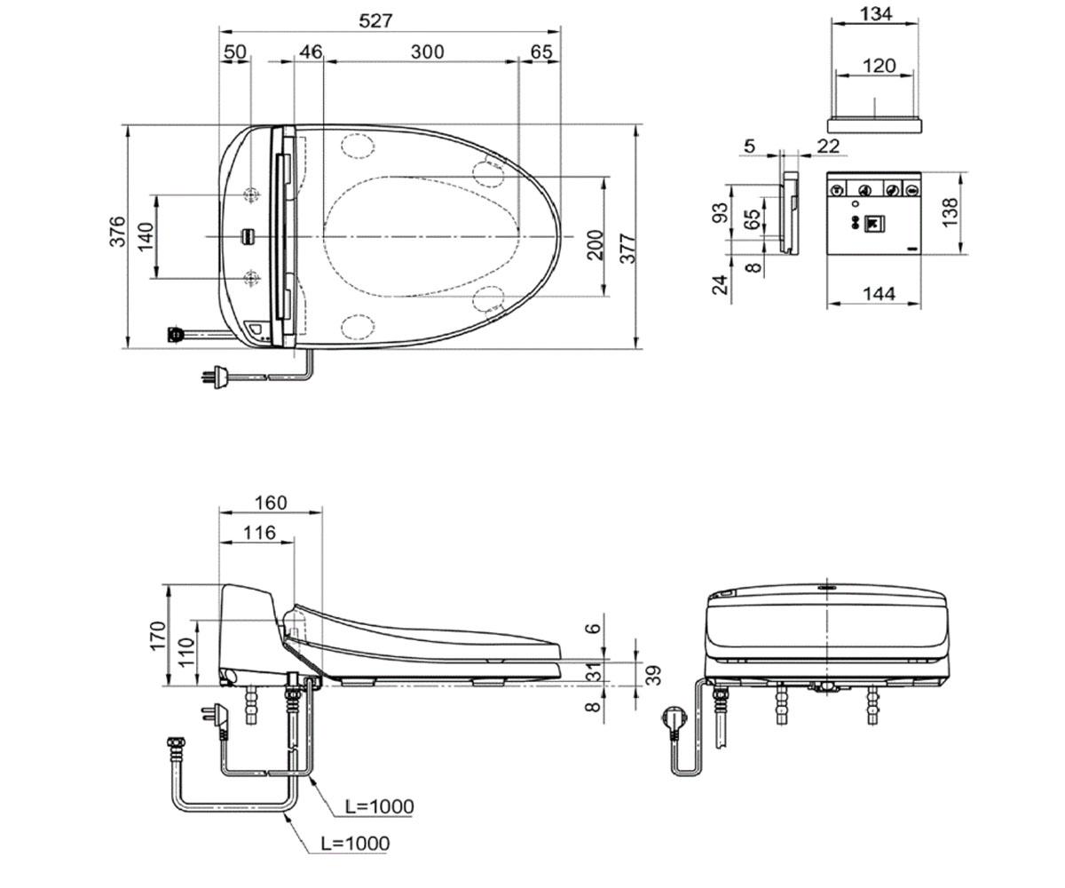 Овальное сиденье для унитаза  WASHLET TCF491AV66:Чертеж 