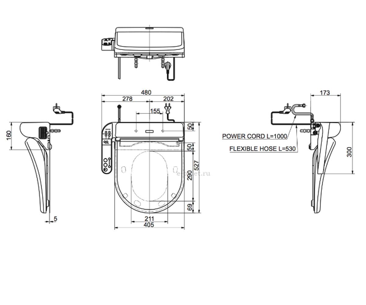 Сиденье с функцией биде  WASHLET TCF6632G-NW1 FOR OPT:Чертеж 