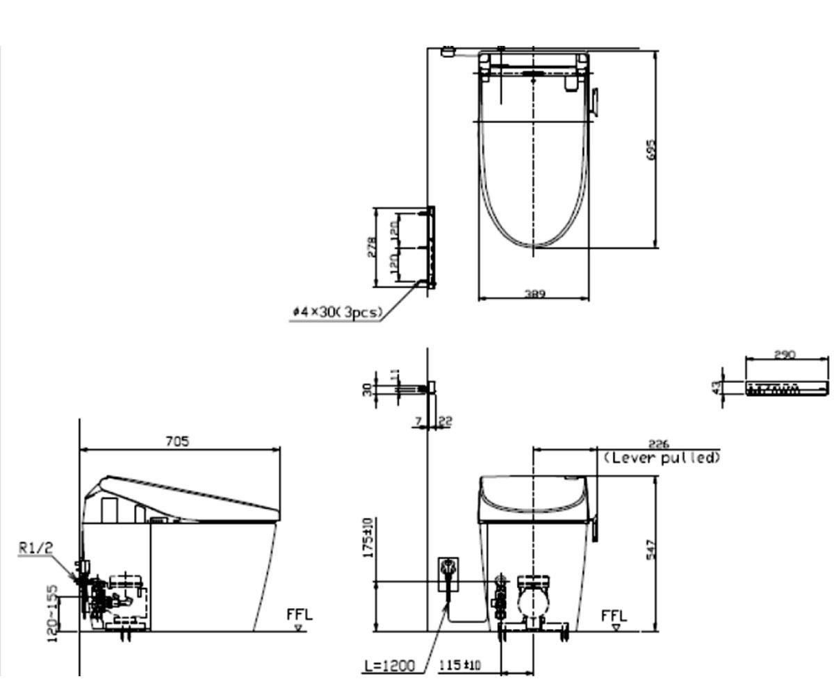 Сиденье из дюропласта  NEOREST AH WASHLET TCF9786JGNW1:Чертеж 