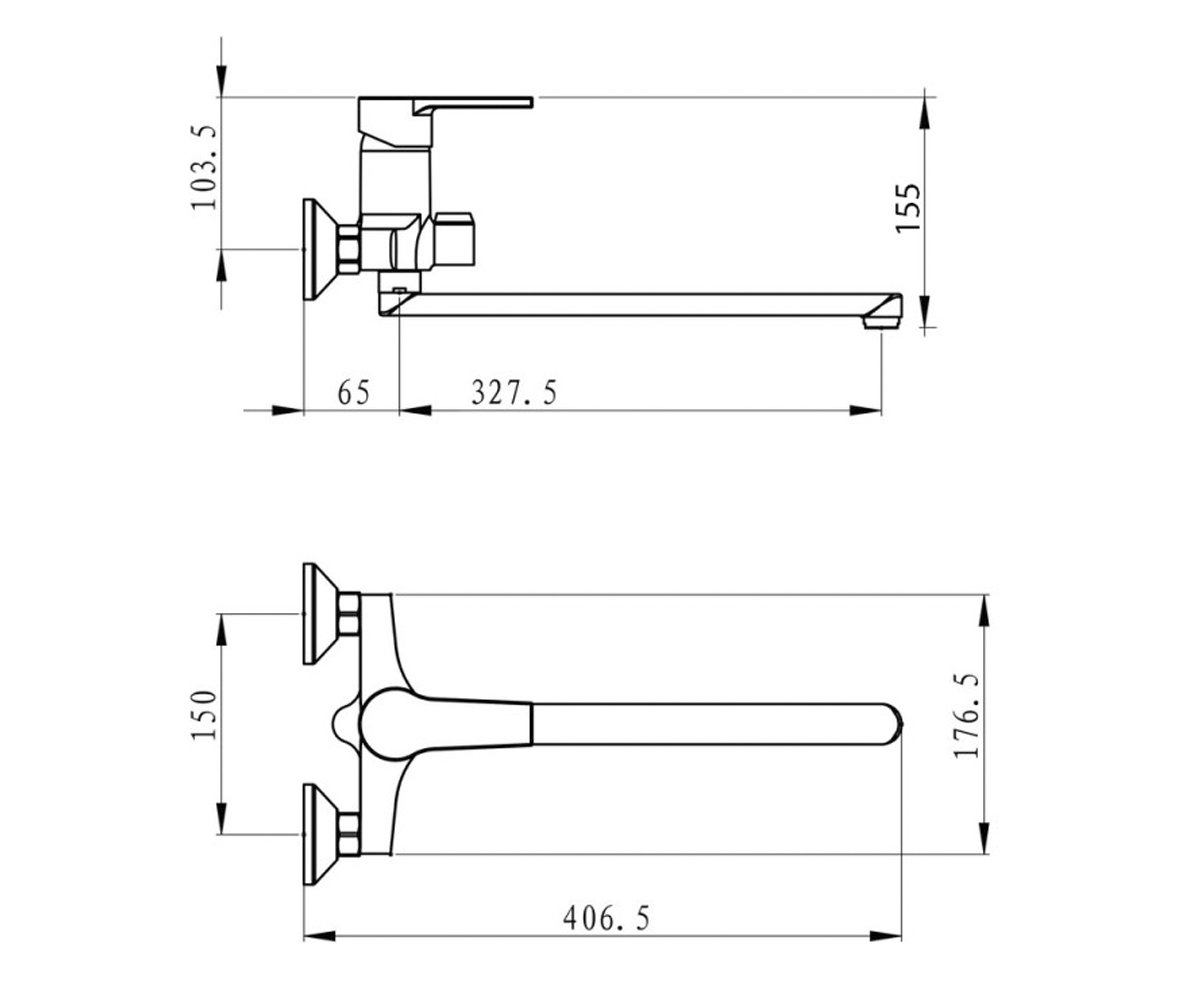 Смеситель для ванны  SPARK TZSPARK005NEW:Чертеж 