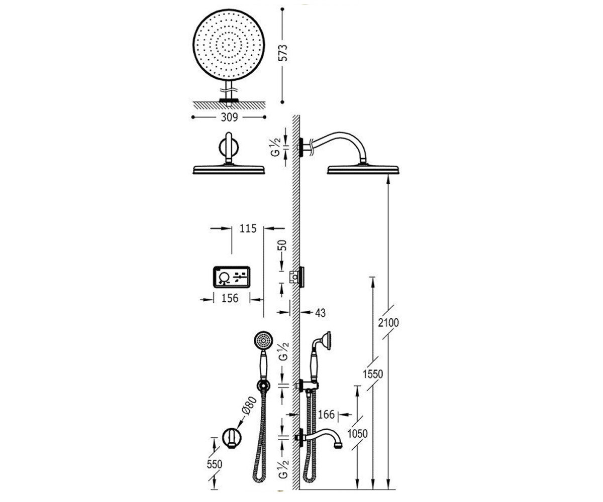 Система с термостатом  SHOWER TECHNOLOGY 09226301LV:Чертеж 