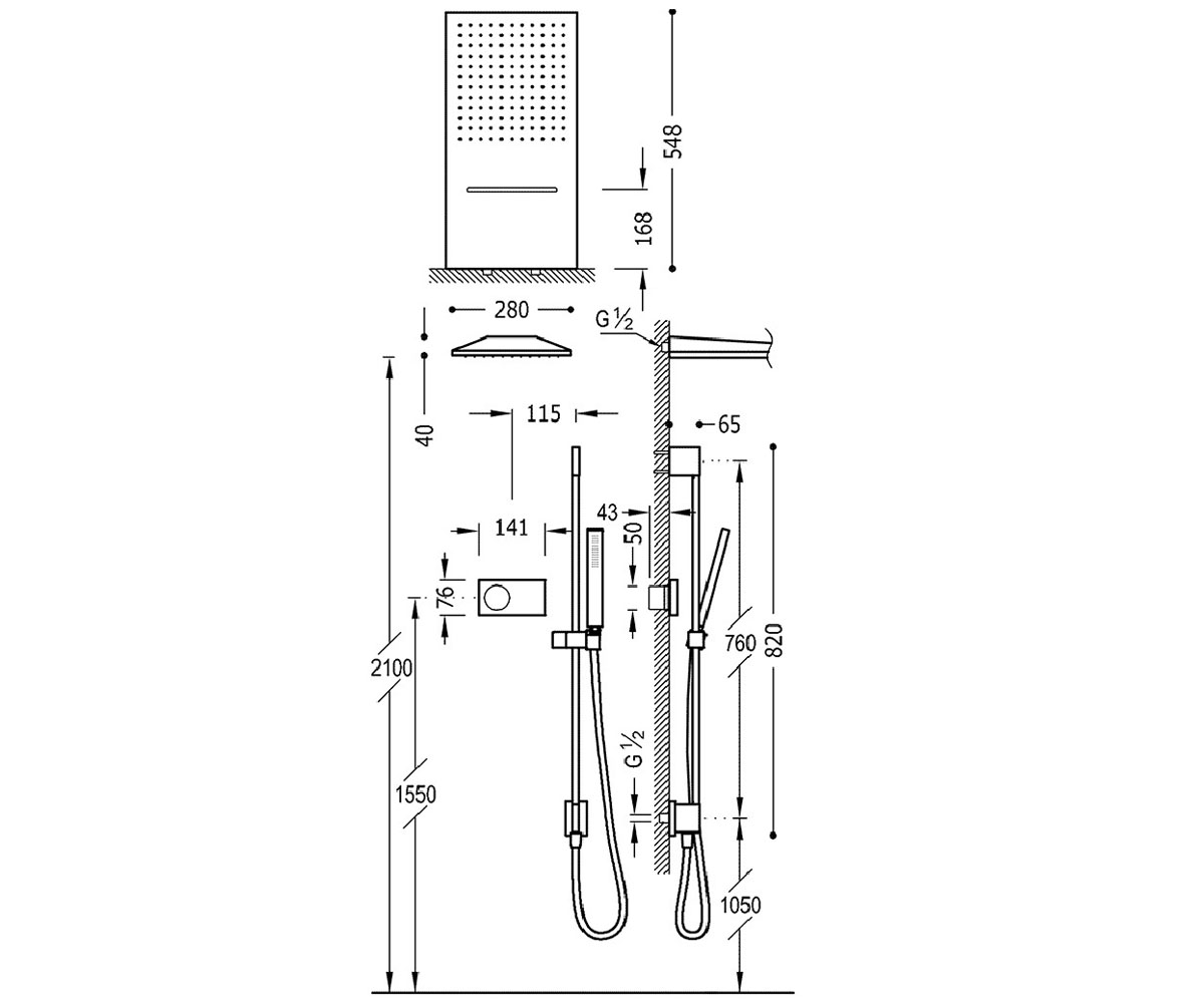 Душевая система  SHOWER TECHNOLOGY 09286307:Чертеж 