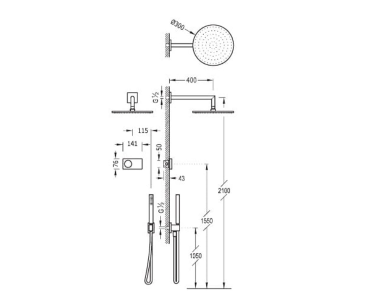 Система с термостатом  SHOWER TECHNOLOGY 09286558:Чертеж 