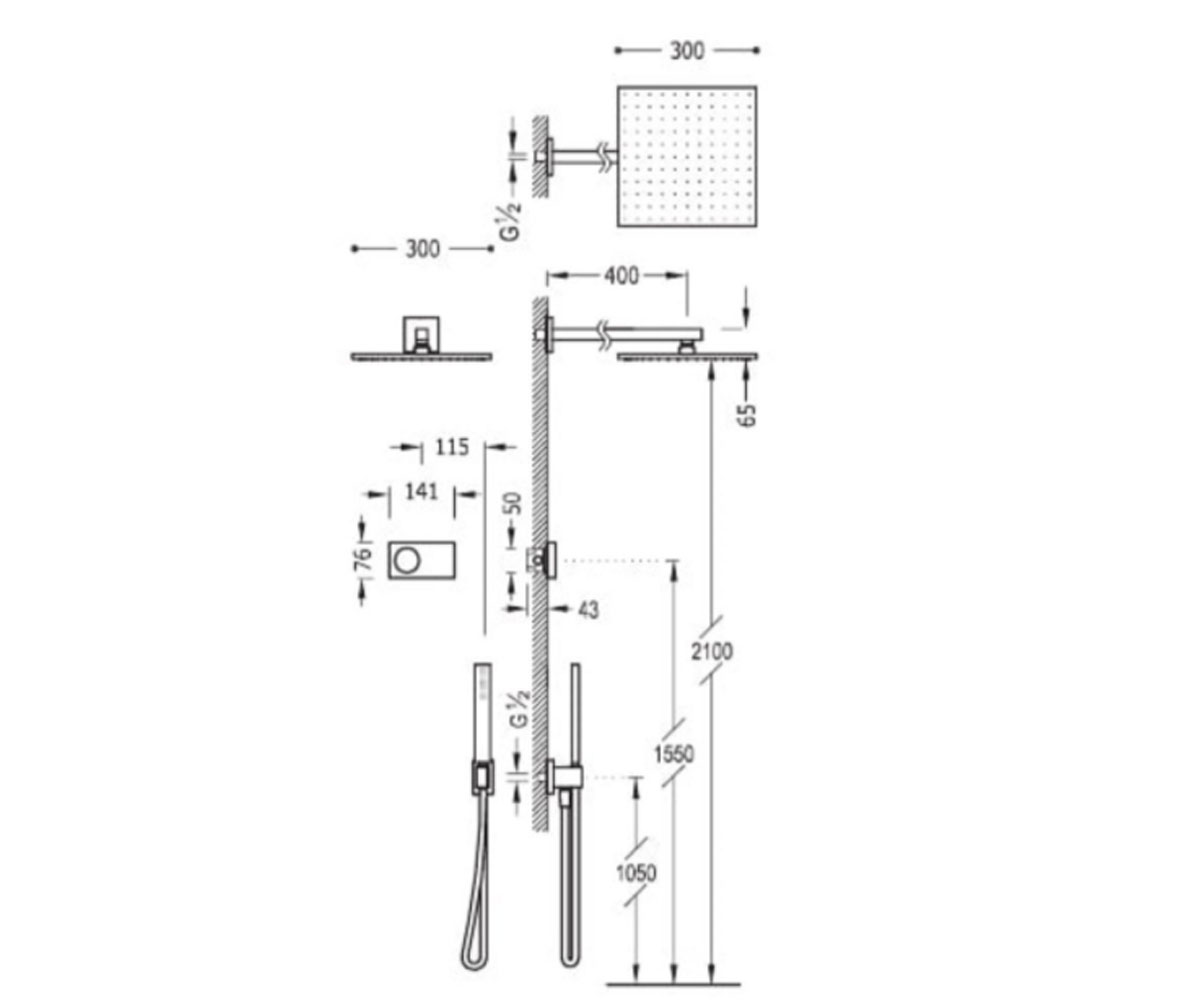 Система с термостатом  SHOWER TECHNOLOGY 09286563:Чертеж 