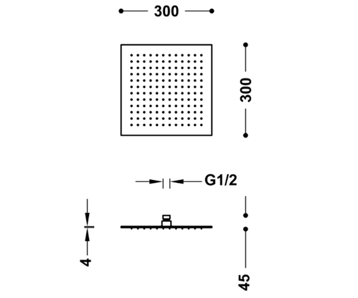 Душевая головка 30х30 см  134315012NM:Чертеж 