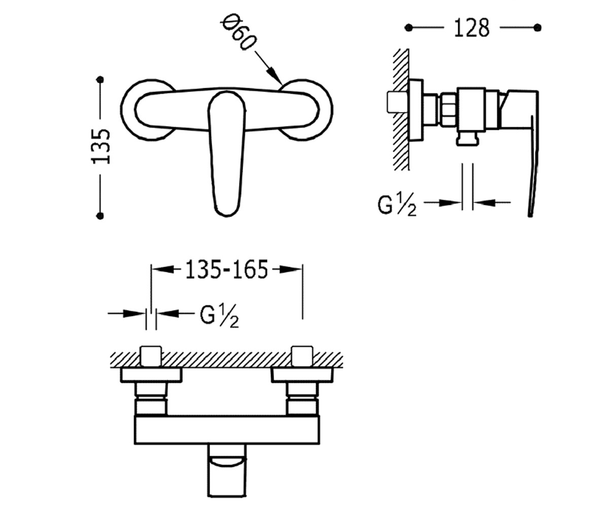 Смеситель для душа  FLAT 20416701:Чертеж 