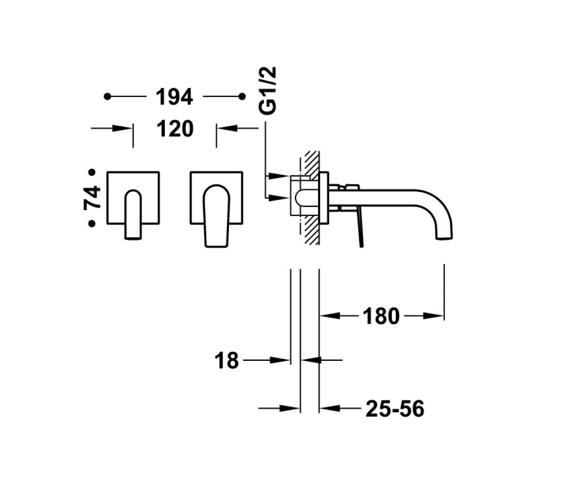 Смеситель для умывальника  PROJECT 21130001AC:Чертеж 
