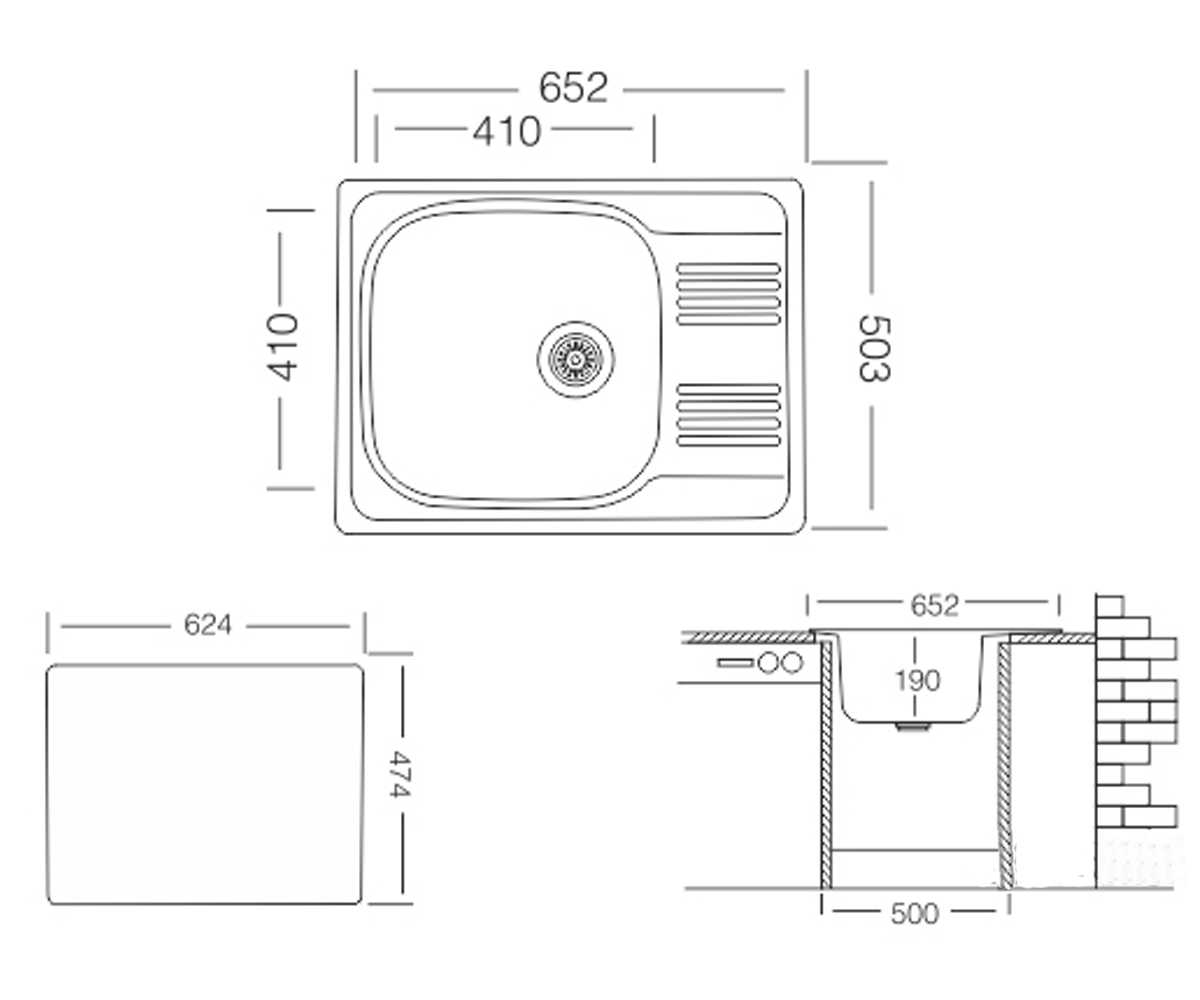 Мойка из стали  GRAND GRL 652.503 GT 8K:Чертеж 