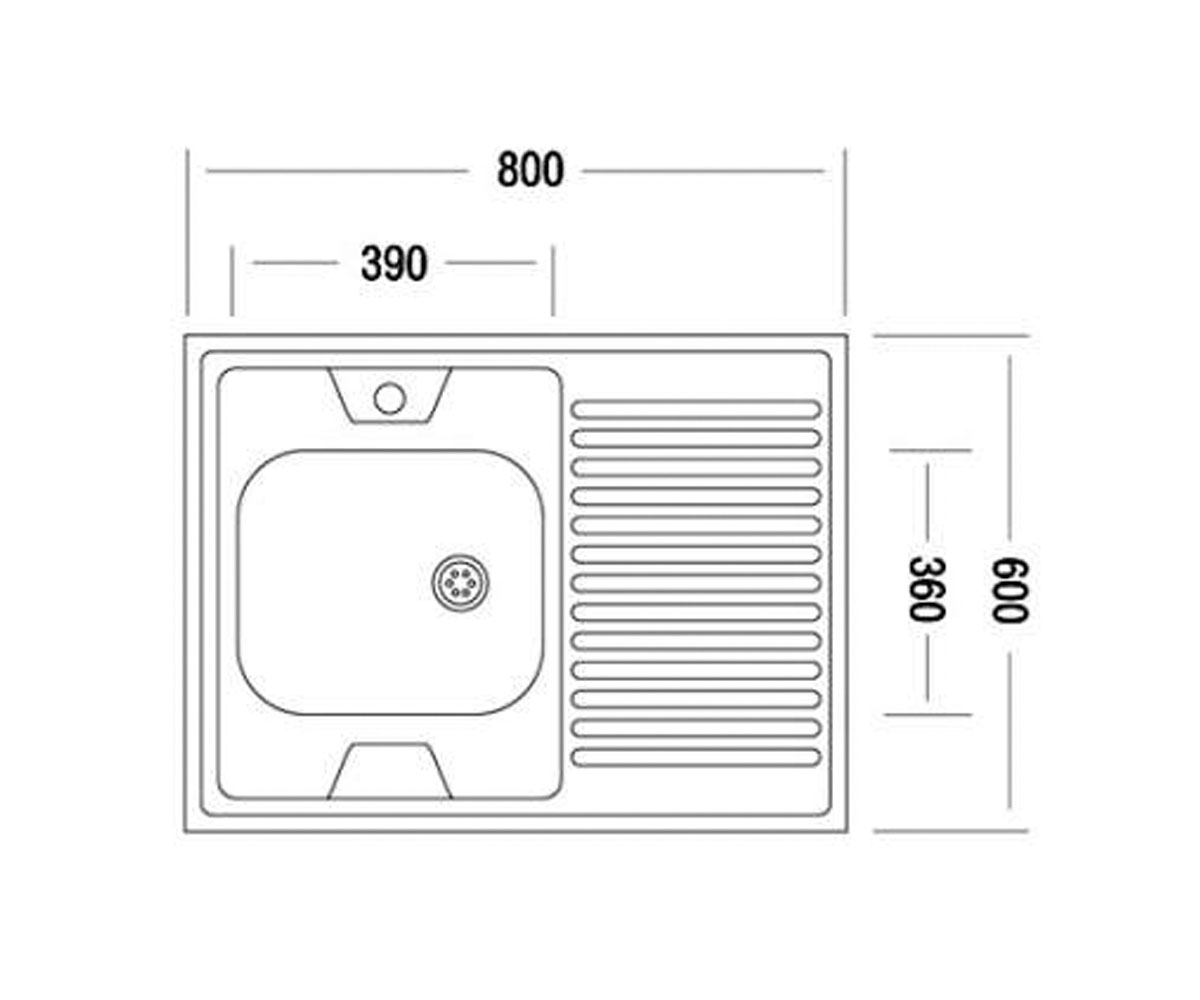 Накладная кухонная мойка  STANDART STM 800.600 4C L:Чертеж 