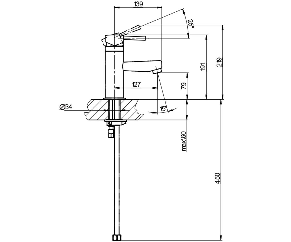 Смеситель для раковины  EVE PLUS SM-001:Чертеж 
