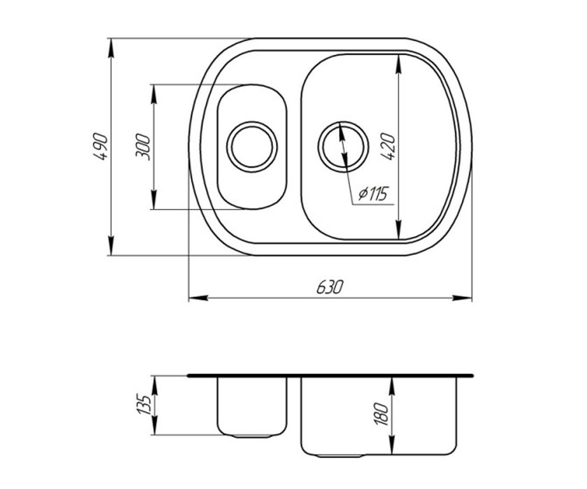 Кухонная мойка  7703 ZS SATIN:Чертеж 