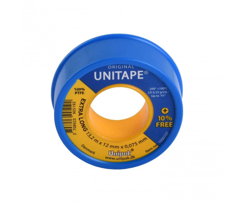 Фум стрічка Unitape (13,2m x 12mm x 0,075mm) + 10%, щільність 0,35 g/cm³ UNIPAK  UPK-219021 UPK-219021