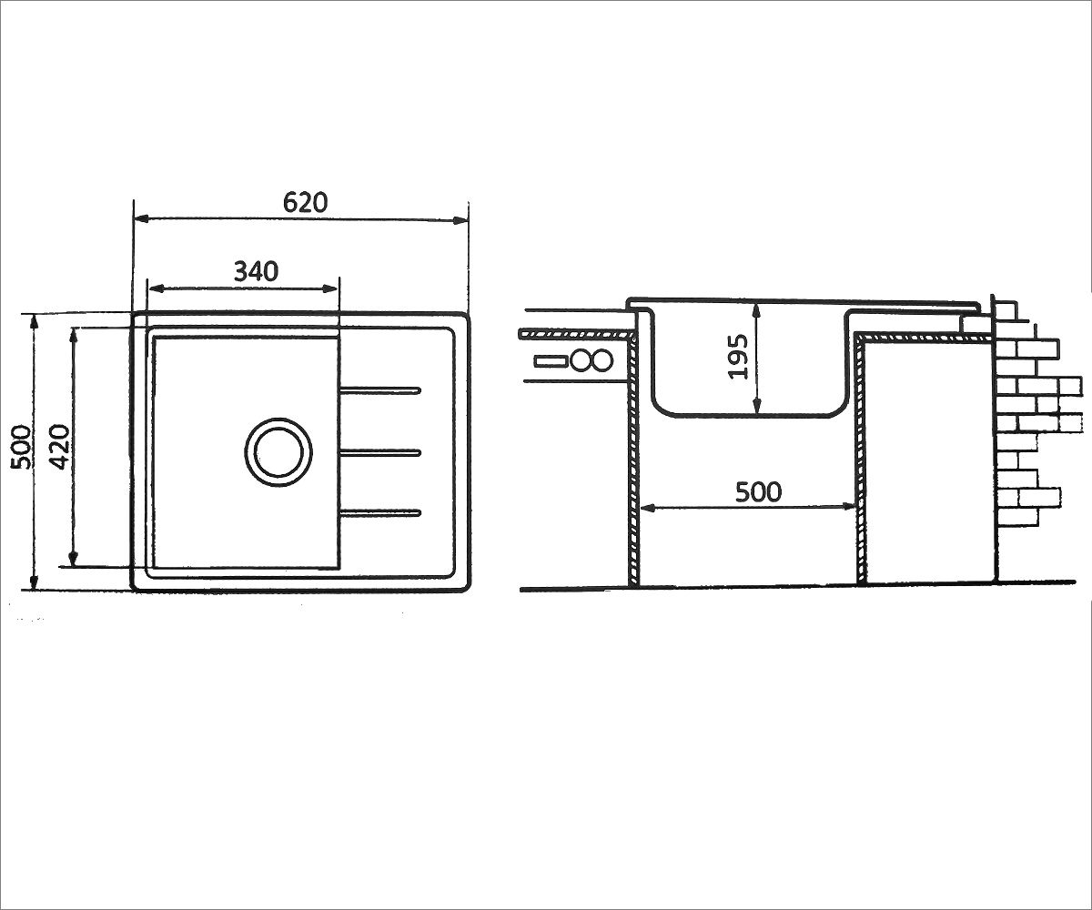 Кухонная мойка  FAM 6250 L BEI:Чертеж 