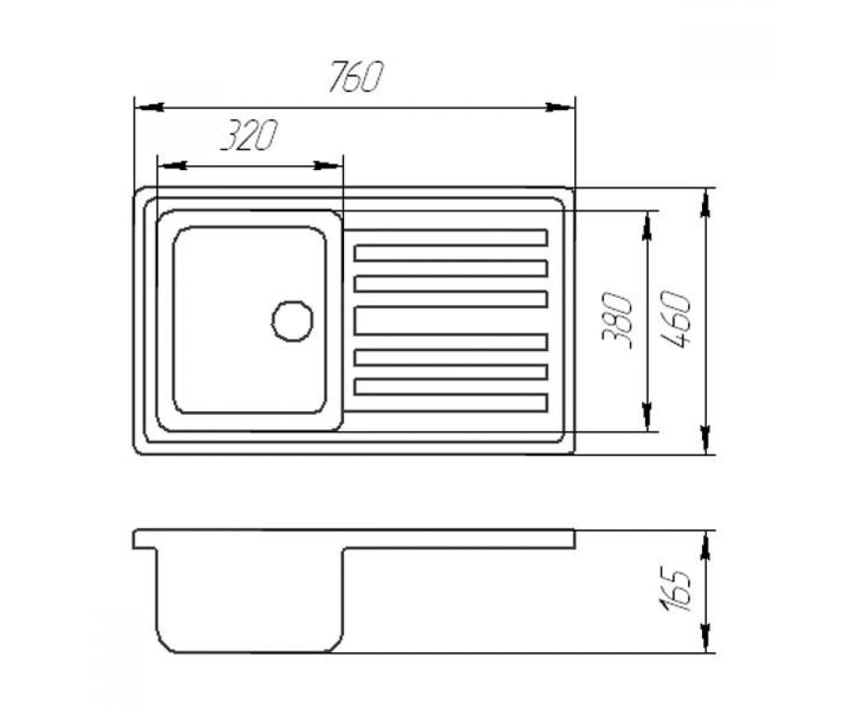 Кухонная мойка  760X460 FAM 7646 GRE:Чертеж 