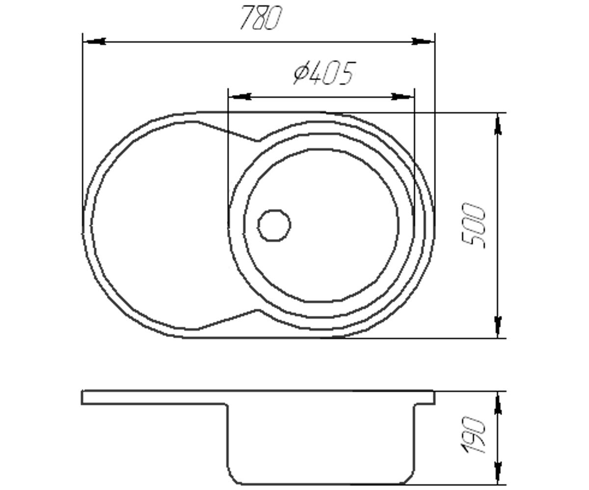 Мойка кухонная  FAM 7850 L WHI:Чертеж 