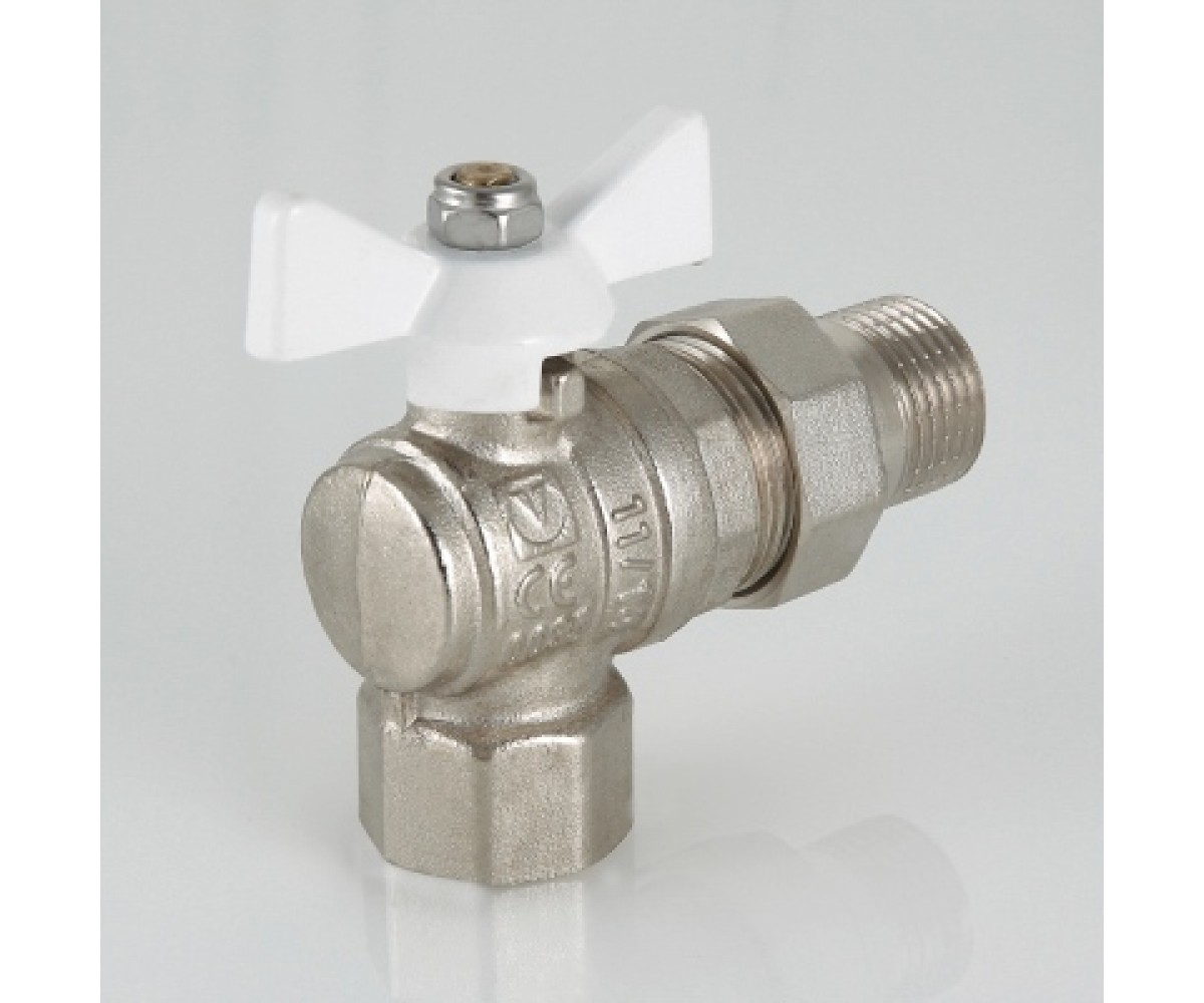 Кран шаровой valtec base угловой с полусгоном и белой ручкой  VT.228.NW.04 VT.228.NW.04:Фото 2