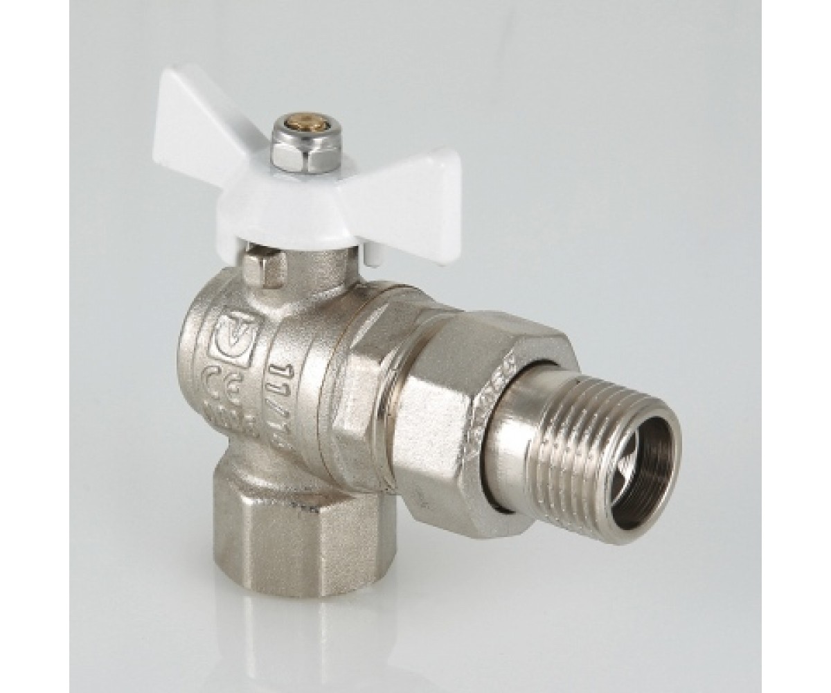 Кран шаровой valtec base угловой с полусгоном и белой ручкой  VT.228.NW.04 VT.228.NW.04:Фото 4