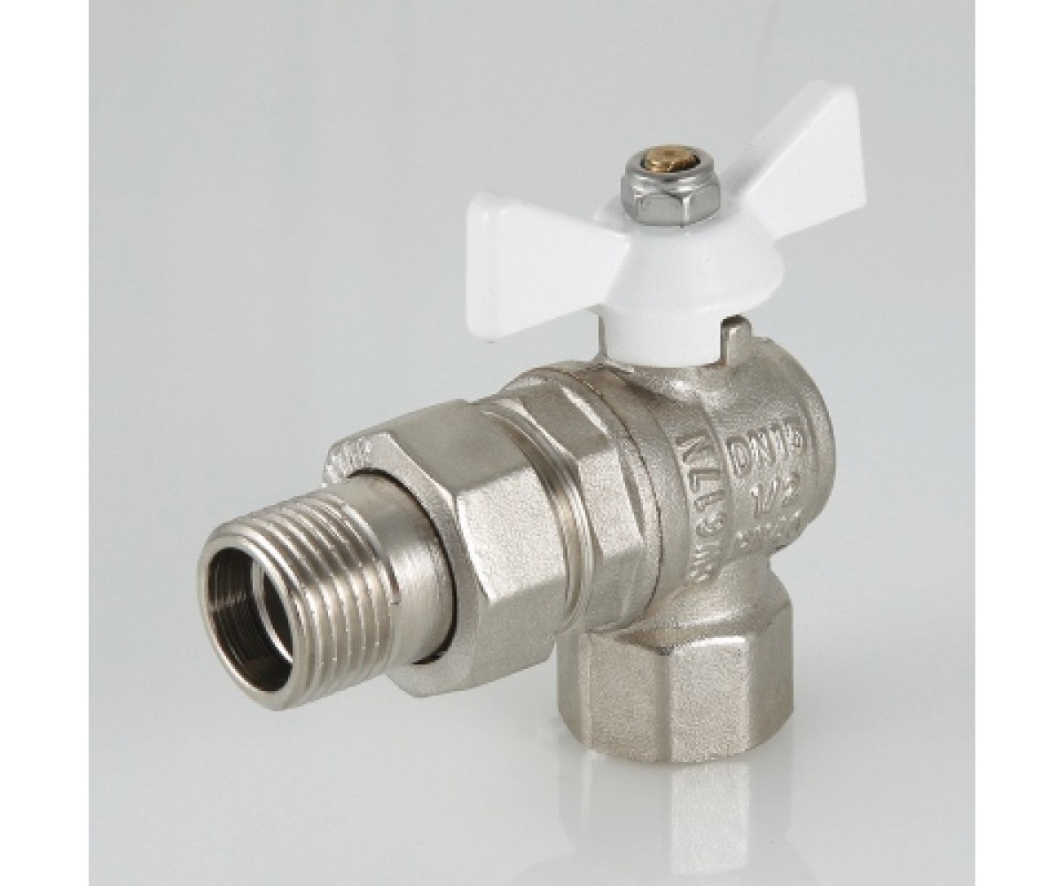 Кран шаровой valtec base угловой с полусгоном и белой ручкой  VT.228.NW.04 VT.228.NW.04:Фото 6