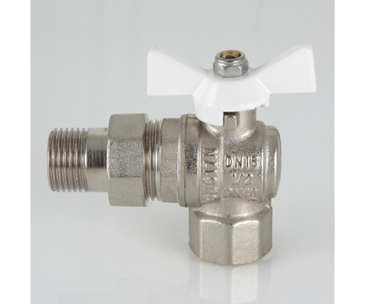 Кран шаровой valtec base угловой с полусгоном и белой ручкой  VT.228.NW.04 VT.228.NW.04:Фото 7