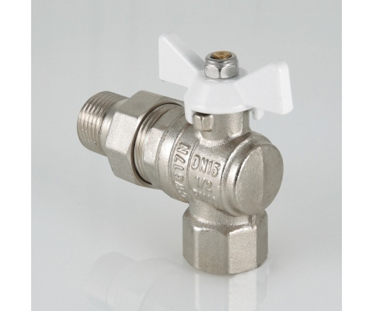 Кран шаровой valtec base угловой с полусгоном и белой ручкой  VT.228.NW.04 VT.228.NW.04:Фото 8
