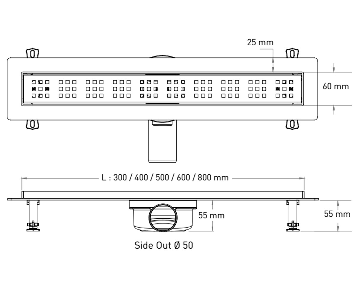 Душевой канал 80 см  SMARTLINE BASE VLD-540330:Чертеж 