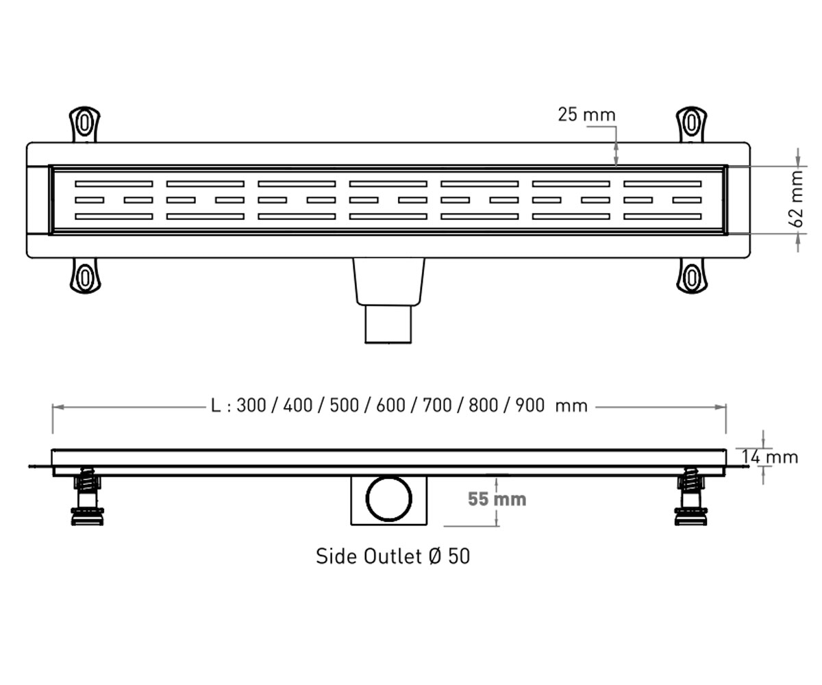 Душевой канал 60 см  SMARTLINE BASE VLD-565320:Чертеж 