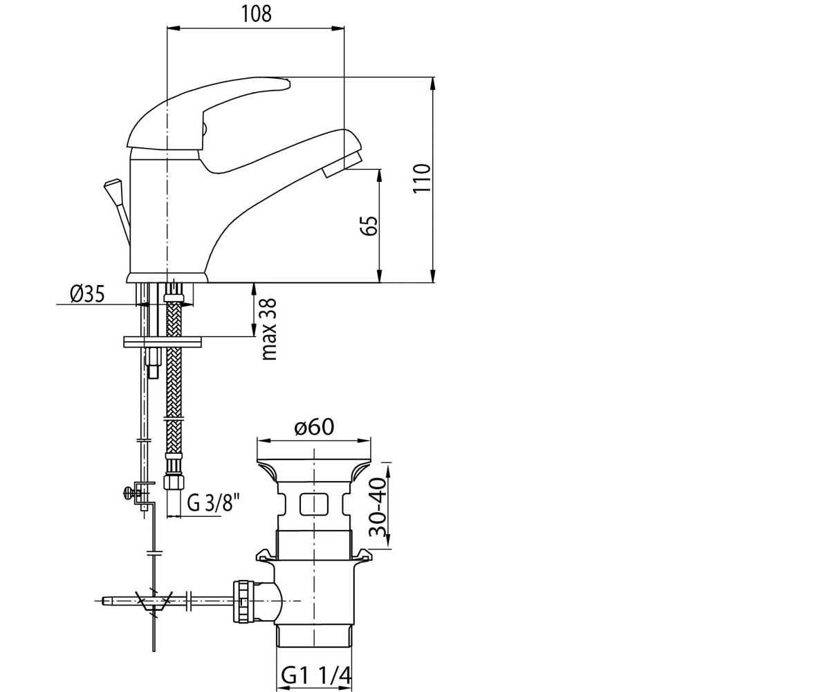 Смеситель для умывальника  GALEO 2441000:Чертеж 