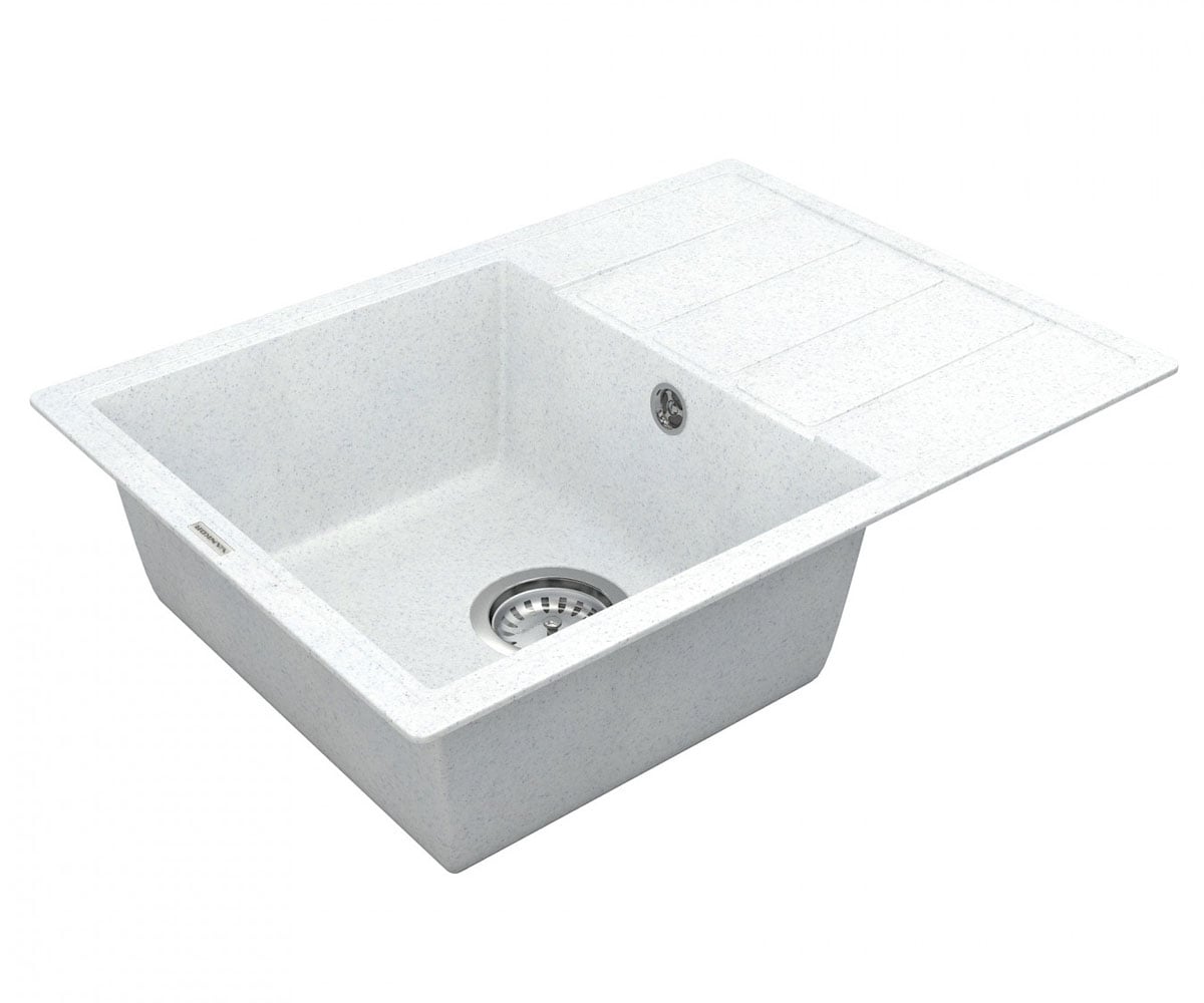Кухонная кварцевая мойка  EASY EASY EMP 02.62 WHITE STONE:Фото 3