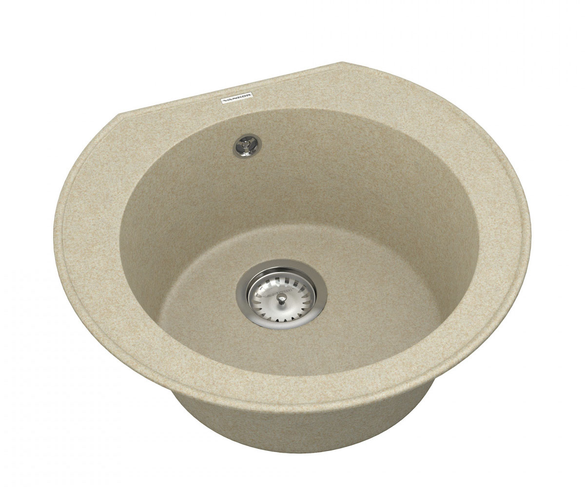 Круглая мойка с сифоном  KRES KRES KMR 01.52 BEIGE:Фото 2