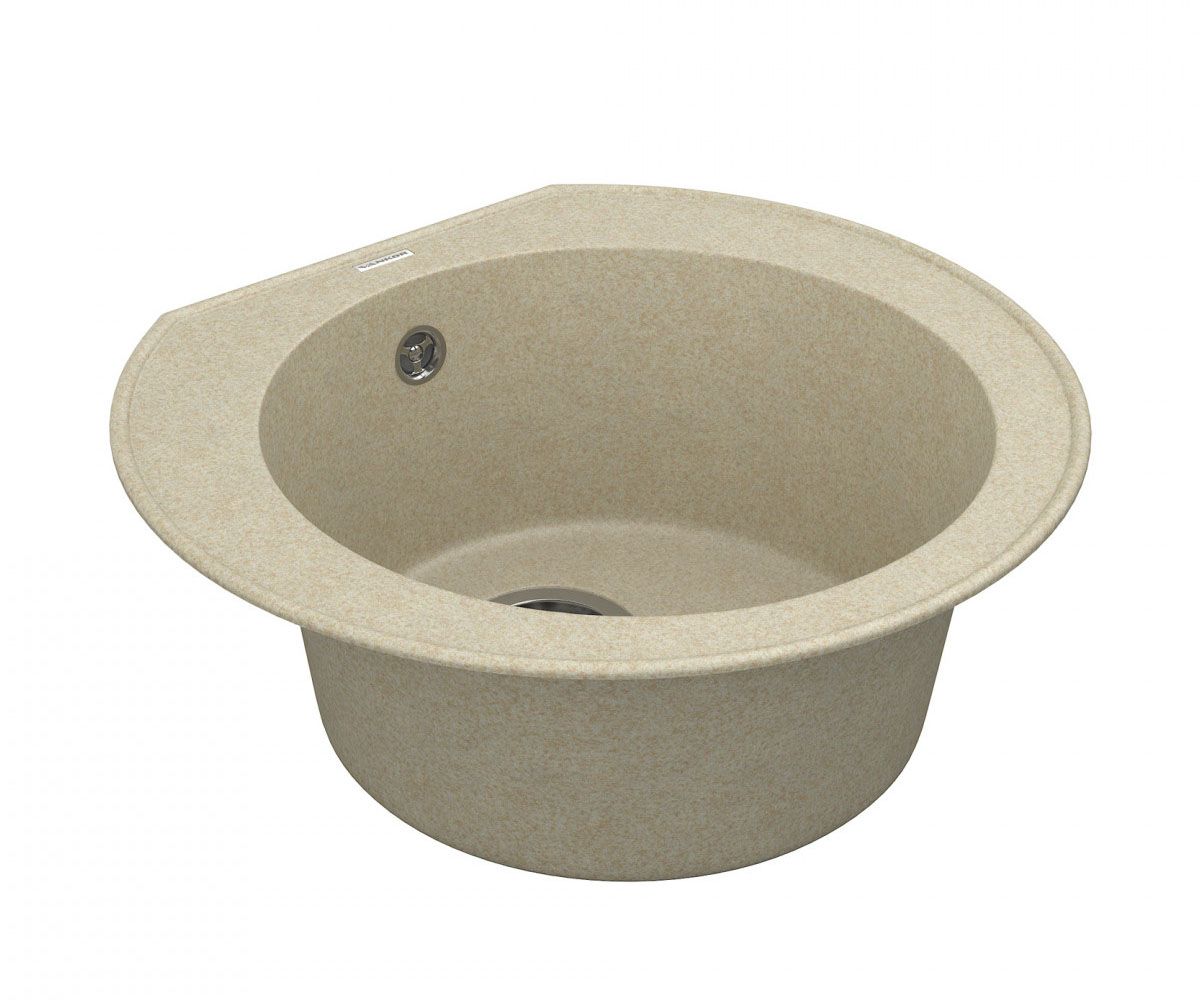Круглая мойка с сифоном  KRES KRES KMR 01.52 BEIGE:Фото 3